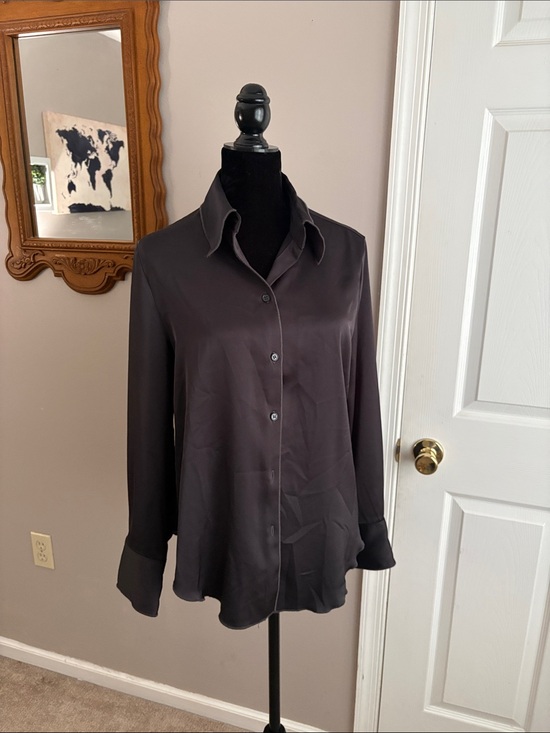 H&M Tops - H&M Satin Button-Down Blouse in Black